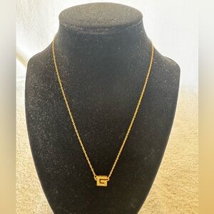 Givenchy vintage gold-plated G-logo crystal necklace